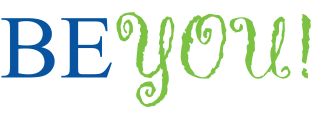 BE YOU! Logo in blue and green text