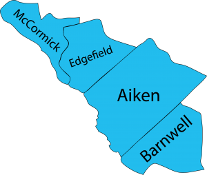 Illustration of the four Central South Carolina counties that Walton Options serves