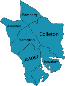 Illustration of the six South Carolina Low Country counties that Walton Options serves