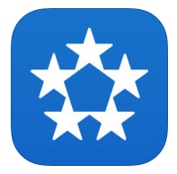 Icon image for 5 Calls App, a blue button background with five white stars touching at the tips to create a pentagon in the middle.