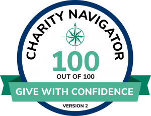 Charity Navigator seal of 100 out of 100, Give with Confidence