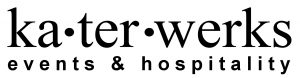 Katerwerks events and hospitality black and white text logo