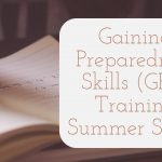 an image of a hand writing with a pen in a notebook with a white text box over the right-hand side of the image. The text reads: Gaining Preparedness Skills (GPS) Training - Summer Series
